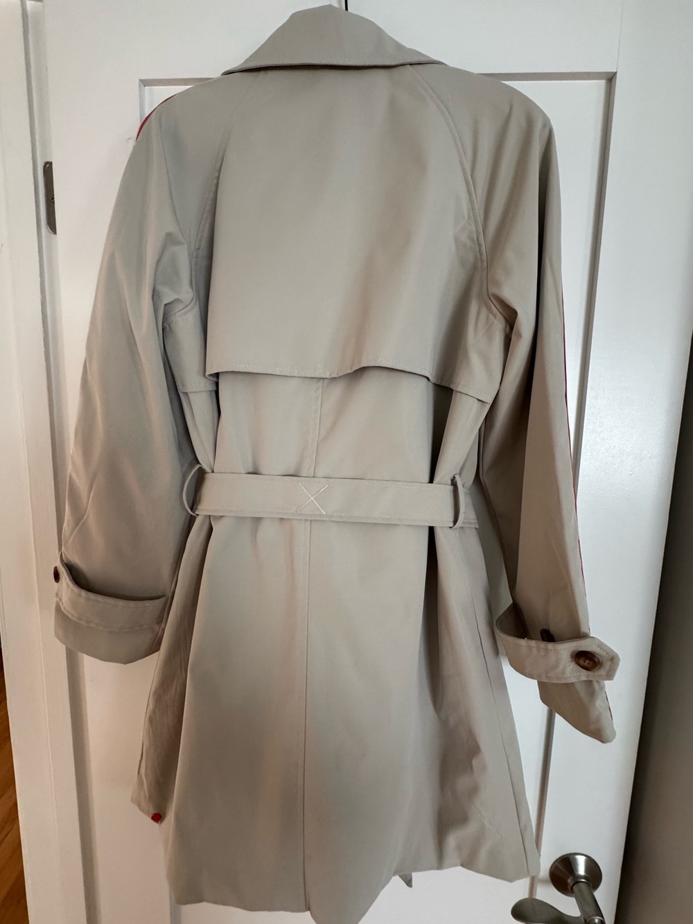 NEW Hunter Sophia Sleeve Stripe Trench Coat in Vanilla - Picture 9 of 11